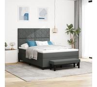 Vidaxl Lit À Ressorts Avec Matelas & Banc Gris Foncé 160x200 Cm Tissu Gris