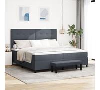 vidaXL Lit à Ressorts avec Matelas & Banc Gris Foncé 200x200 cm Velours