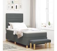 vidaXL Lit à Ressorts avec Matelas & Banc Gris Foncé 80x200 cm Tissu
