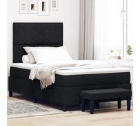 Vidaxl Lit À Ressorts Avec Matelas & Banc Noir 120x200 Cm Tissu Noir