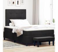 vidaXL Lit à Ressorts avec Matelas & Banc Noir 120x200 cm Velours