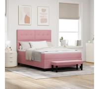 Vidaxl Lit À Ressorts Avec Matelas & Banc Rose 140x200 Cm Velours Rose