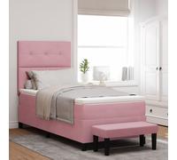 Vidaxl Lit À Ressorts Avec Matelas & Banc Rose 90x200 Cm Velours Rose