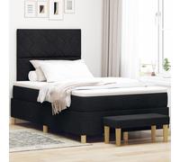 vidaXL Lit à Ressorts avec Matelas & Banquette Noir 120x200 cm Tissu Noir