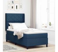 vidaXL Matelas Box Spring Bleu 100 x 200 cm en Tissu Mousse avec Housse zippée, Parfait pour Dormir, lit Moderne avec Cadre LED, tête de lit réglable, Style Contemporain avec éclairage