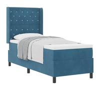 vidaXL Lit à Ressorts avec Matelas Bleu 80 x 200 cm Velours | Doux et agréable au toucher, Flexibilité et moins de bruit, Confort au top et moins de fatigue