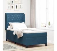 vidaXL Lit à Ressorts avec Matelas Bleu foncé 90 x 200 cm Velours, Lit Moderne Chic, tête de lit Ajustable, Matelas à Ressorts ensachés, mobilier élégant pour Une Nuit paisible.