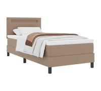 vidaXL Lit à Ressorts avec Matelas Cappuccino 90 x 190 cm Simili Cuir, Lit à tête de lit réglable, Cadre Moderne, Faux Cuir élégant, Solution de Sommeil Polyvalente, Matelas en Mousse Confortable