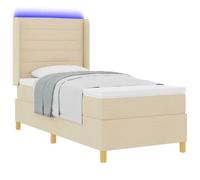 vidaXL Lit à Ressorts avec Matelas Crème 100 x 200 cm Tissu, Chambre, Configuration Moderne, lit Minimaliste, Cadre de Matelas, décor en Polyester