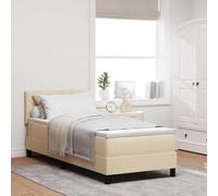 vidaXL Lit à Ressorts avec Matelas crème 80X200 cm en Tissu Durable Compact élégant literie Simple mobilier Chambre Solutions Minimaliste pour Dormir