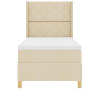 vidaXL Lit à ressorts avec matelas crème 90 x 200 cm en tissu, meuble moderne et design comfy, cadre en bois costaud, solution pour bien dormir, ensemble d'accessoires, lits réglables, cadres de chamb