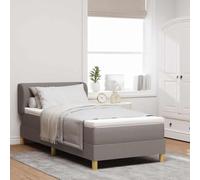 vidaXL Lit à Ressorts avec Matelas Crème 90x200 cm Tissu Taupe, Tête de lit réglable, Matelas Ressort Moderne, Cadre Pratique, mobilier Chic pour la Chambre, Ensemble de literie Haut de Gamme