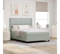 vidaXL Lit à Ressorts avec Matelas de Poche & tête de lit en Velours Gris Clair 160X200 cm Comprend surmatelas Meuble de Chambre Mousse Housse zippée