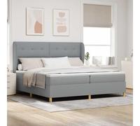 vidaXL Lit à Ressorts avec Matelas en Gris Clair, 200x200 cm, Tissu