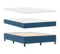 vidaXL Lit à Ressorts avec Matelas en Velours & Banc Bleu Fonçé 160X200 cm | Design Moderne avec Mousse et Surmatelas Assemblage Facile Inclus Mobilier de Chambre Confortable