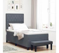 Vidaxl Lit À Ressorts Avec Matelas & Banc Gris Foncé 100x200 Cm Velours Gris