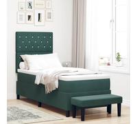 vidaXL Lit à Ressorts avec Matelas en Velours & Banc Vert Foncé 80X200 cm | Style Chesterfield Moderne, Tissu Résistant aux Taches, Confort Unique en Mousse Mémoire, Mobilier de Chambre de Luxe