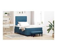 vidaXL Lit à Ressorts avec Matelas en Velours et Banc Bleu foncé 120X200 cm | Style Moderne avec surmatelas et Outils d'assemblage faciles pour Adultes | Mobilier de Chambre Contemporain