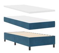 Vidaxl Lit À Ressorts Avec Matelas & Banc Bleu Foncé 100x200 Cm Velours