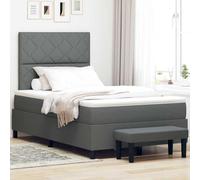 vidaXL Lit à Ressorts avec Matelas et Banc Gris Clair 80X200 cm en Tissu, Confort assuré, Design stylé, Facile à Monter, mobilier de Chambre, surmatelas, Cadre Moderne, Compact pour Adultes