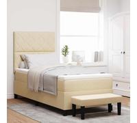 vidaXL Lit à ressorts avec matelas et banc gris clair 80X200 cm Tissu élégant confortable durable facile à assembler Mobilier de chambre Surmatelas à mousse à mémoire de forme design moderne intérieur