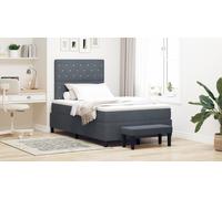 Vidaxl Lit À Ressorts Avec Matelas Et Banc Gris Foncé 120x190 Cm En Velours