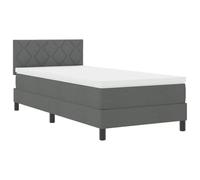 vidaXL Lit à Ressorts avec Matelas et éclairage LED en Tissu Gris foncé 90X200 cm Design Moderne Solution de Sommeil Confortable pour Chambre lit Simple surmatelas Meuble Cadre Protecteur rembourré