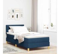 vidaXL Lit à Ressorts avec Matelas et LED Bleu 100X200 cm Tissu Design Moderne pour Adulte en Polyester Respirant Cadre en Bois Solide. Surmatelas à Ressorts ensachés.