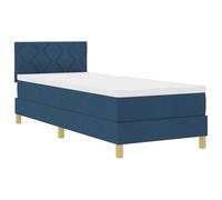 vidaXL Lit à Ressorts avec Matelas et LED Bleu 80x200 cm Design Moderne pour Chambre d'adulte en Tissu Polyester Respirant Cadre en Bois Naturel mobilier Simple
