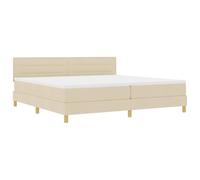 vidaXL Lit à Ressorts avec Matelas et LED Crème 200X200 cm Tissu Design Contemporain pour Chambre d'adulte résistant aux Taches Cadre en Bois mobilier de Luxe Lumineux King Size stylé Moderne