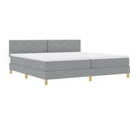 vidaXL Lit à Ressorts avec Matelas et LED Gris Clair 200X200 cm Tissu Design Moderne pour Chambre d'adulte Respirant Cadre en Bois Robuste Meuble Grand lit Confortable lit Queen Size de Luxe