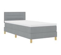 vidaXL Lit à Ressorts avec Matelas et LED Gris Clair 90x200 cm Tissu Design Moderne pour Chambre d'adulte résistant aux Taches Cadre MDF Robuste mobilier en Mousse Respirante