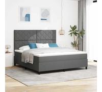 vidaXL Lit à Ressorts avec Matelas et LED - Gris foncé, 180 x 200 cm. Super Cadre en Tissu pour ta Chambre. Il est Pratique avec du Rangement et a Un Look stylé et Confortable.