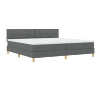 vidaXL Lit à Ressorts avec Matelas et LED Gris foncé 200X200 cm en Tissu, Design Moderne, tête de lit capitonnée pour Chambres d'adultes
