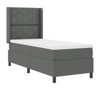 Lit À Ressorts Vidaxl Avec Matelas Et Led Gris Foncé 90x190 Cm En Tissu Gris