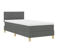 vidaXL Lit à Ressorts avec Matelas et LED Gris foncé 90X190 cm Tissu Design Moderne pour Chambre d'adulte en Polyester résistant aux Taches Cadre en Bois Solide lit Simple 90 x 190 Meuble