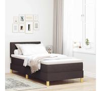 vidaXL Lit à Ressorts avec Matelas et LED Marron foncé 90X200 cm Tissu Design Moderne pour Chambre d'adolescent Respirant Cadre en Bois Robuste mobilier pour Adulte