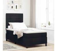 vidaXL Lit à Ressorts avec Matelas et LED - Noir - 100 x 200 cm - Tissu - Idéal pour Une Chambre Moderne - Confortable et Design élégant
