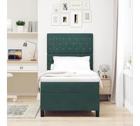 vidaXL Lit à Ressorts avec Matelas et LED Vert foncé 90x200 cm Velours