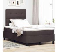 vidaXL Lit à Ressorts avec Matelas et LEDs Marron foncé, 120 x 200 cm en Tissu - Hyper Confort et stylé avec Rangement.