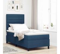 vidaXL Lit à Ressorts avec Matelas et lumière LED Bleue 100 x 200 cm, Cadre en Tissu, Parfait pour ta Chambre. Mobilier rembourré stylé et Confort avec Rangement.