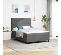 vidaXL Lit à Ressorts avec Matelas et lumière LED en Gris foncé, 140 x 190 cm, Cadre en Tissu. Parfait pour ta Chambre. Son Design est à la Fois élégant et Confortable pour Les Adultes.