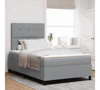 vidaXL Lit à Ressorts avec Matelas et lumière LED Gris Clair, 120 x 200 cm, en Tissu pour ta Chambre, avec Rangement, rembourré, Super Confort, Style Moderne, Design intérieur Sympa