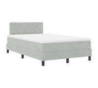 vidaXL Lit à Ressorts avec Matelas & lumière LED Gris Clair 120x190 cm en Velours