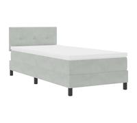 vidaXL Lit à Ressorts avec Matelas et lumière LED Gris Clair 90x200 cm en Velours