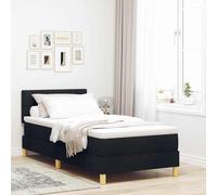 vidaXL Lit à Ressorts avec Matelas et Lumière LED Noir 90X190 cm Design Contemporain pour Chambre d'Adulte Tissu Lisse Cadre en Bois de Pin Solide Protecteur de Matelas Surmatelas