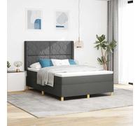 vidaXL Lit Box Spring avec Matelas & LED Gris foncé 140x200 cm Tissu