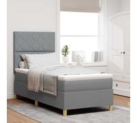 vidaXL Lit à Ressorts avec Matelas Gris Clair 100 x 200 cm Tissu, Lit King-Size Moderne, sommier rectangulaire, Matelas en Mousse Confortable, tête de lit Polyester pour Nuits durables.