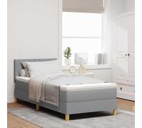 vidaXL Lit à sommier avec Matelas et lumière LED Gris Clair 100X200 cm Design Moderne pour Chambre d'adulte Tact Doux Cadre MDF Solide lit Simple Queen Meuble texturé Topper