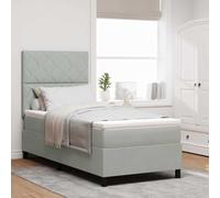 vidaXL Lit à Ressorts avec Matelas Gris Clair 100 x 200 cm Velours, Tête de lit Chic, lit Box Spring Moderne, Matelas rectangulaire et Cadre, Solution Sommeil pour Une Chambre Cozy